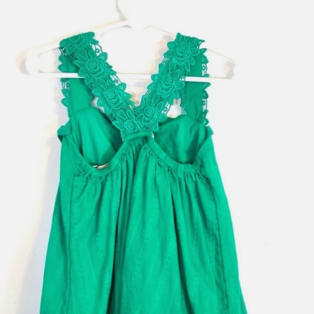NWT Matilda Seriously Sweet Dress Maxi Hi-Low Lace Ruffle Green Cotton Size 4 - Picture 6 of 8